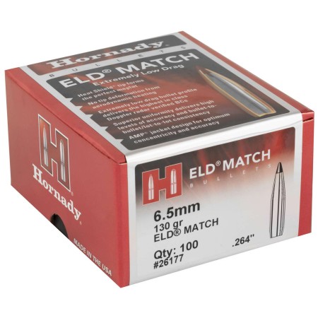 HORNADY ELD Match 6.5mm 130gr 100/Box Rifle Bullets (26177)