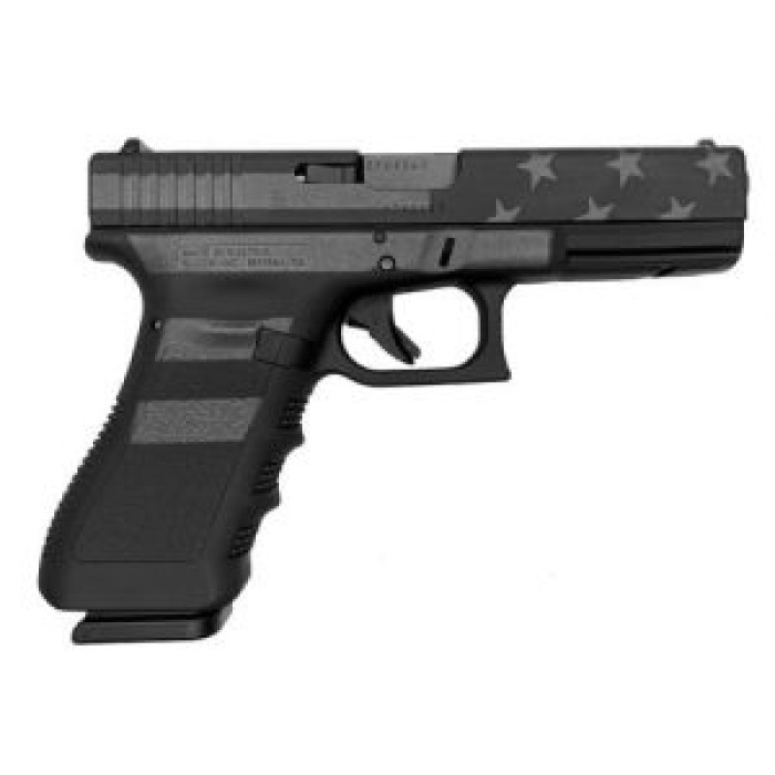 Glock Glock Glock 17 Gen 3, 9Mm, 4.49" Barrel, Black Stealth Flag, (2) 17-Rd, US Made, Ivs Exclusive UI1750204-STEALTH