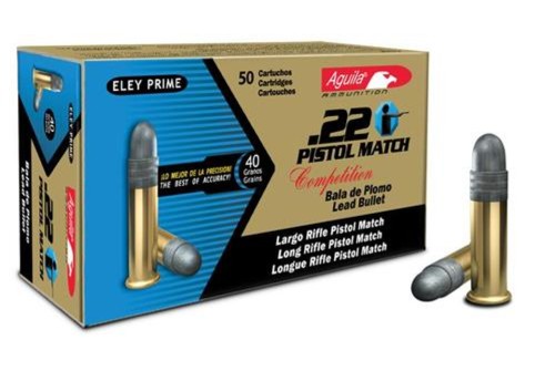 Aguila Match Pistol Rimfire Ammunition .22 LR 40 gr LRN 925 fps 50/ct