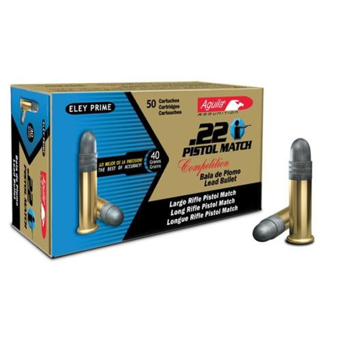 Aguila Match Pistol Rimfire Ammunition .22 LR 40 gr LRN 925 fps 50/ct