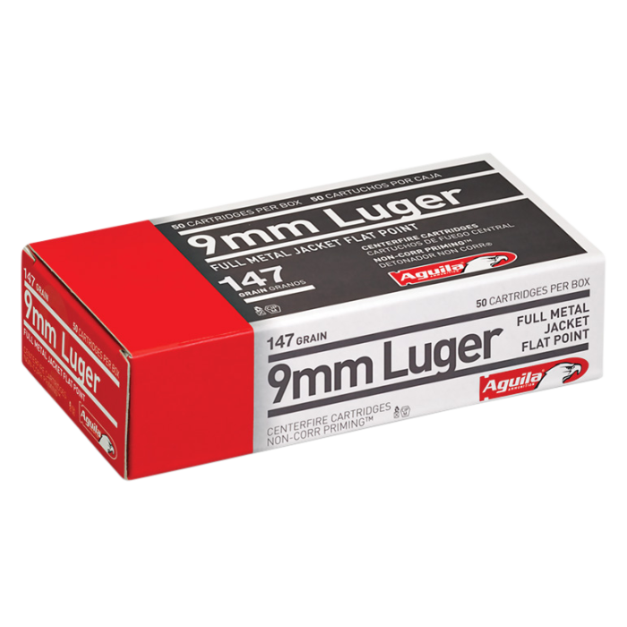 Aguila Subsonic 9mm Luger 147gr FMJ Handgun Ammo - 50 Rounds