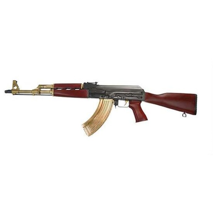 Zastava Zpapm70 Ak-47 Rifle Bulged Trunnion 1.5Mm Receiver - Black  7.62X39  16.3" Chrome Lined Barrel  Serbian Red Furniture  Gold Barrel & Magazine ZR7762CBG