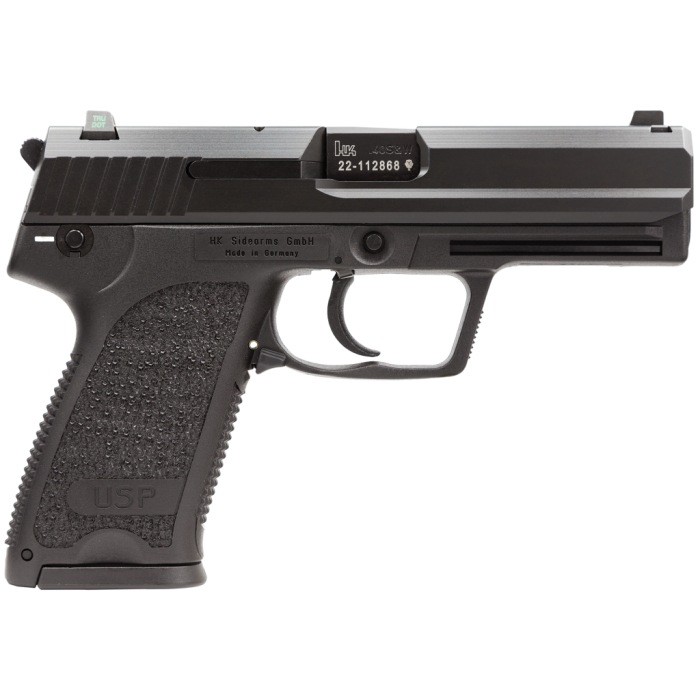 Heckler & Koch 81000337 Usp  Compact Frame 40 S&W 12+1, 3.58" Black Polygonal Rifled Barrel, Black Serrated Steel Slide, Black Polymer Frame, Black Polymer Grip, Night Sights, Bobbed Hammer, Ambidextrous 704031LEA5