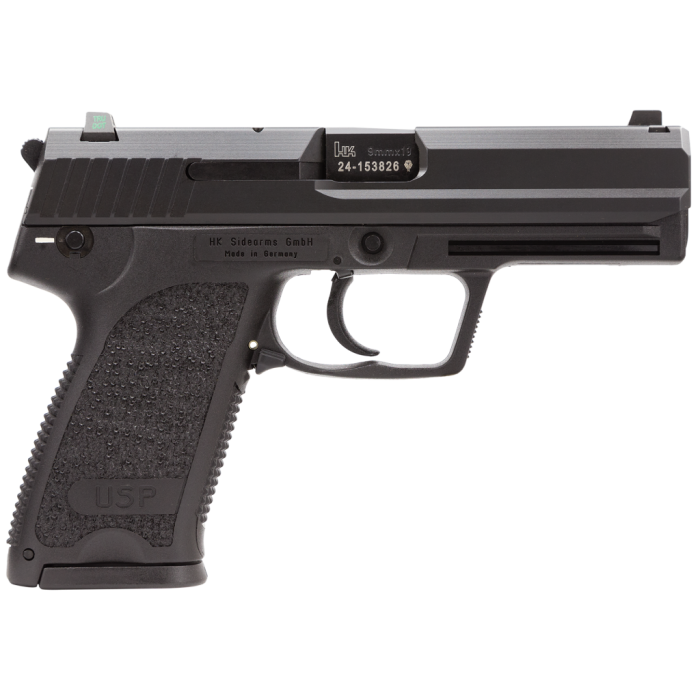 Heckler & Koch 81000334 Usp Compact V7 Lem 9Mm Luger Caliber With 3.58" Barrel, 13+1 Capacity, Overall Black Finish, Serrated Trigger Guard Frame, Serrated Steel Slide, Polymer Grip & Night Sights Includes 3 Mags 709037LEA5 642230249578