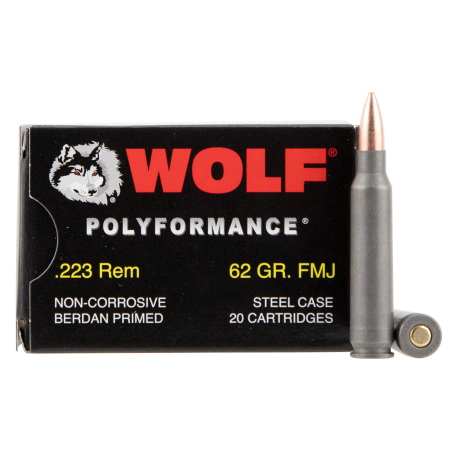 Wolf .223 Rem, 62gr, Full Metal Jacket, Steel Case, 20rd Box