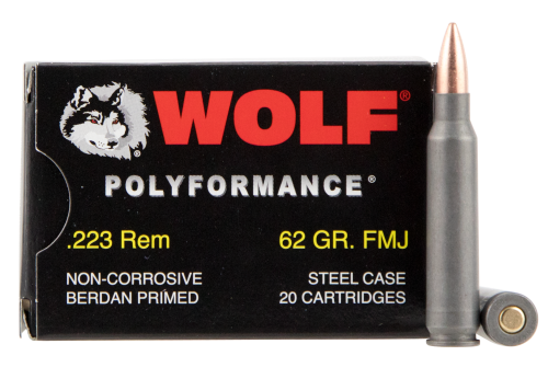 Wolf .223 Rem, 62gr, Full Metal Jacket, Steel Case, 20rd Box