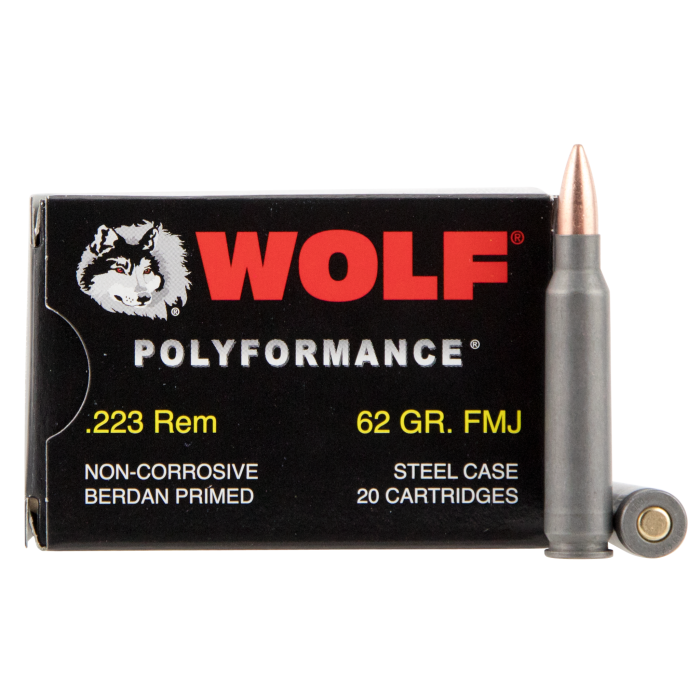 Wolf .223 Rem, 62gr, Full Metal Jacket, Steel Case, 20rd Box