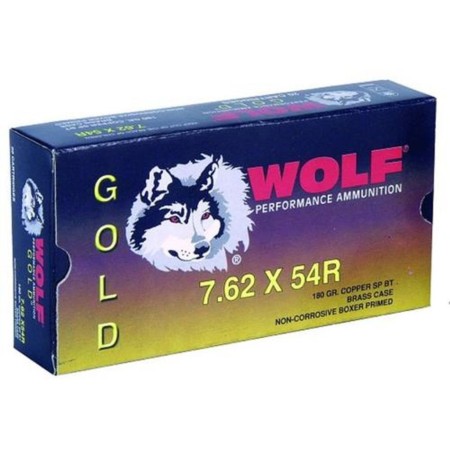 Wolf G54RSP1 Gold 7.62x54mm Russian Jacketed Soft Point 180 GR 20 Box/25 Case