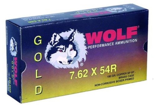 Wolf G54RSP1 Gold 7.62x54mm Russian Jacketed Soft Point 180 GR 20 Box/25 Case