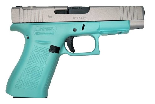 Glock Glock Glock 48 Mos, 9Mm, 4.17" Barrel, Crushed Silver/Robin's Egg Blue, 10-Rd, Ivs Exclusive PA4850204FRMOS-REBCS