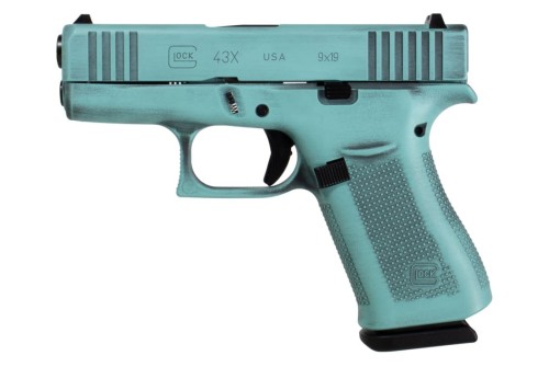 Glock 43X Battleworn Tiffany Blue 9mm 3.4