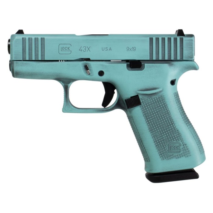 Glock 43X Battleworn Tiffany Blue 9mm 3.4