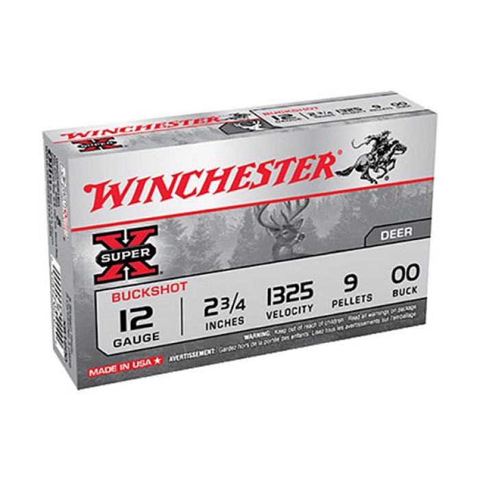 Winchester 12ga 2.75" 9 Pellet 00 Buck Shotshell Ammunition 5rds - XB1200