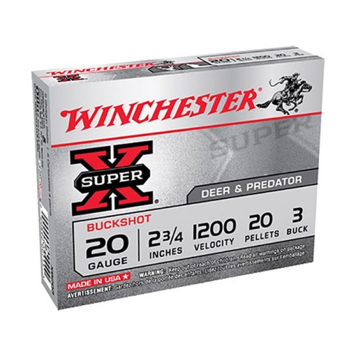 Winchester 20ga 2.75" #3 Buck Super-X Ammunition 5rds - XB203