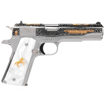 Colt Pistol 1911 El Samuel 38Sup High Polish SS Engraved 9rd 5" - O1911C-SS38-ESS