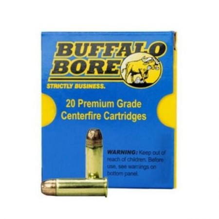 Buffalo Bore Heavy 44 Rem Mag 300 grain Jacketed Flat Nose Pistol and Handgun Ammo, 20/Box - 4B/20