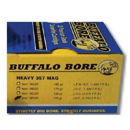 Buffalo Bore Heavy 357 Mag 125 grain Jacketed Hollow Point Pistol and Handgun Ammo, 20/Box - 19D/20