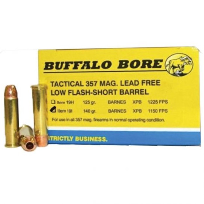 Buffalo Bore 357 Mag 140 grain Barnes XPB Lead-Free Short Barrel Low Flash Handgun Ammo, 20/Box - 19I/20