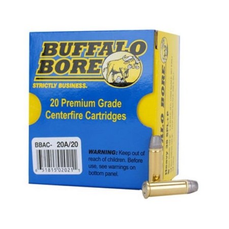 Buffalo Bore Ammunition 20A20 Heavy Strickly Business 38 Special +P 158 GR Soft Cast Hollow Point 20 Per Box/ 12 CS 20A/20