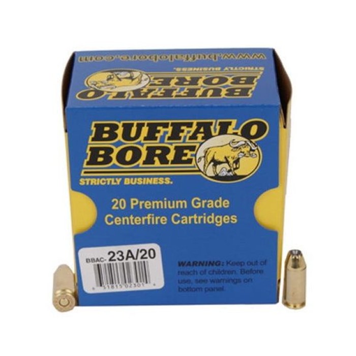 Buffalo Bore Heavy 40 S&W +P 155 grain Jacketed Hollow Point Pistol and Handgun Ammo, 20/Box - 23A/20