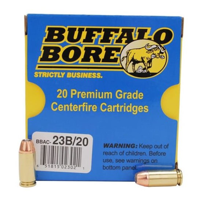 Buffalo Bore Heavy 40 S&W +P 180 grain Jacketed Hollow Point Pistol and Handgun Ammo, 20/Box - 23B/20