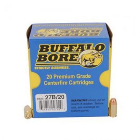 Buffalo Bore 380 ACP +P 95 grain Full Metal Jacket Flat Nose Pistol and Handgun Ammo, 20/Box - 27B/20