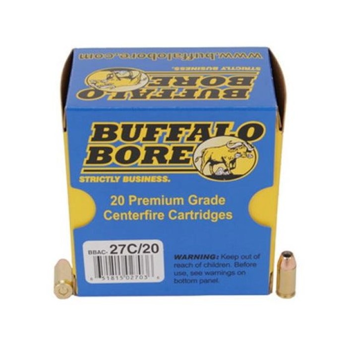 Buffalo Bore 380 ACP +P 90 grain Jacketed Hollow Point Pistol and Handgun Ammo, 20/Box - 27C/20