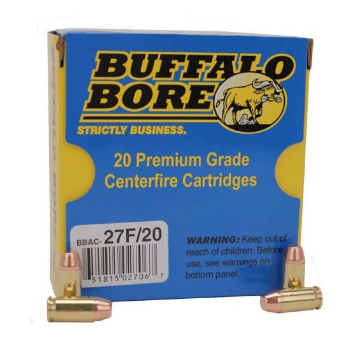 Buffalo Bore Standard Pressure 380 ACP 95 grain Full Metal Jacket Flat Nose Pistol and Handgun Ammo, 20/Box - 27F/20