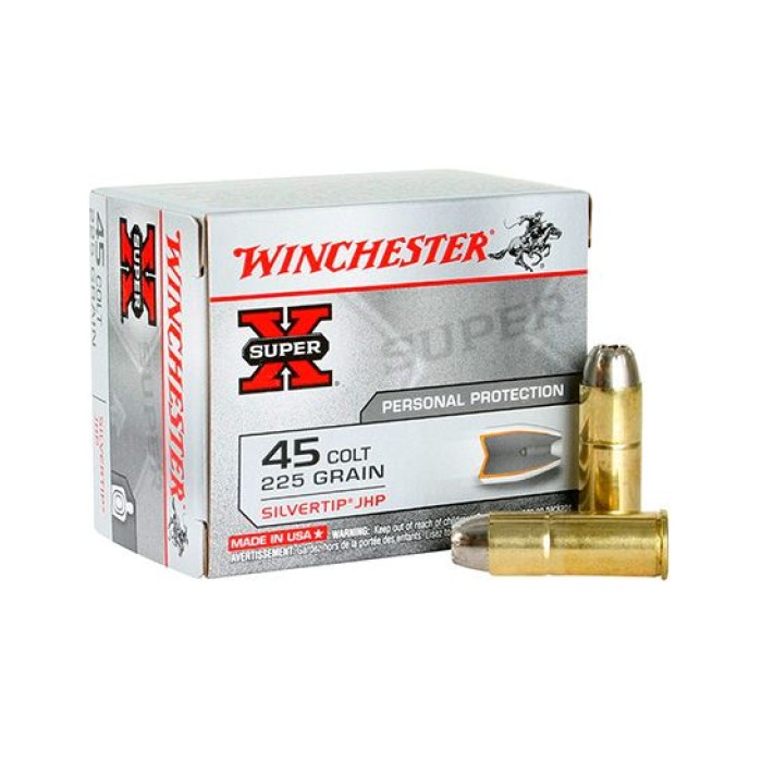 Winchester 45 Colt 225gr Silver-Tip Hollpw Point Super-X Ammunition 20rds - X45CSHP2