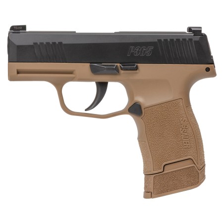 Sig Sauer, P365, TALO, 9MM, 3.1" Barrel, (2) 12-Round and (1) 15-Round, Black Slide, Coyote Frame, Optic Ready, XRAY3 Night Sights, Ambi IWB/OWB Holster, 3 Magazines, Tacpac, Striker Fired, Semi-automatic Polymer Frame Sub-Compact