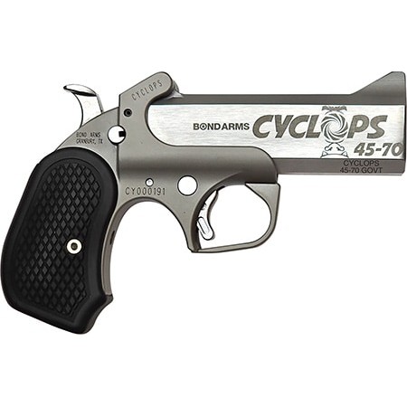 Bond Arms Bacyp Cyclops Big Bore 45-70 Gov 1Rd, 4.25" Stainless Steel W/Engraved Barrel, Matte Stainless Steel Frame, Black Extended B6 Resin Grip, Includes Holster BACYP-45-70