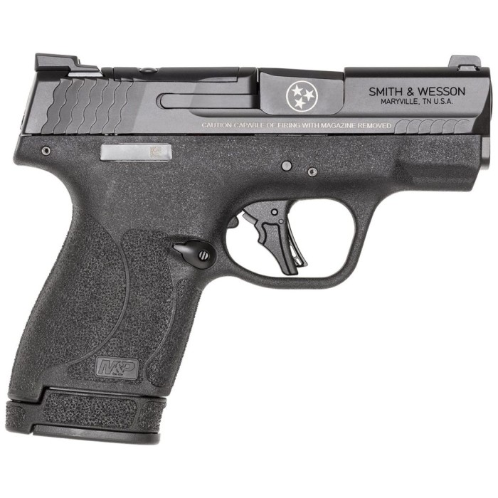 Smith & Wesson M&P Shield Plus 9mm, 3.1" Barrel, Black, Tennessee Special Logo, Thumb Safety, 13rd