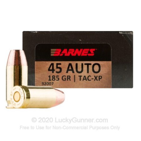 Barnes Bullets VOR-TX Brass .45 ACP 180 Grain 20-Rounds JHP