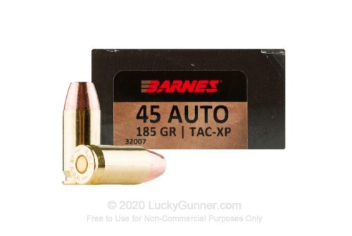 Barnes Bullets VOR-TX Brass .45 ACP 180 Grain 20-Rounds JHP