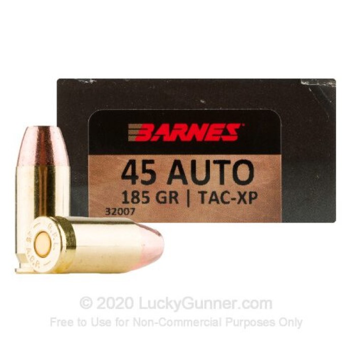 Barnes Bullets VOR-TX Brass .45 ACP 180 Grain 20-Rounds JHP