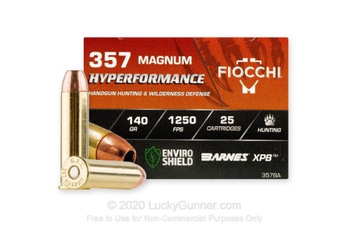 Fiocchi Hyperformance Hunt 357 Mag 140 grain XPB Jacketed Hollow Point Pistol Ammo, 25 Rounds, 357ba