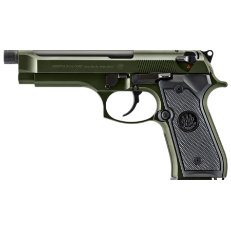 Beretta USA J92F300GR15 92FS  Full Size Frame 9mm Luger 15+1 4.90" Black Steel Barrel, OD Green Cerakote Serrated Slide, OD Green Cerakote Aluminum Frame w/Beavertail, Black Textured Grip