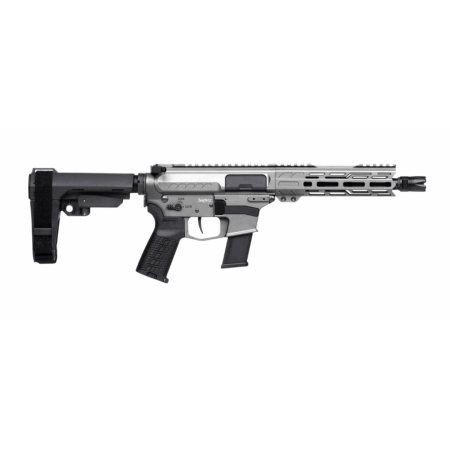 CMMG 45A890FTNG Banshee FE MkG 45 ACP 13+1 8" Black Nitride Threaded Barrel, M-LOK Handguard, Titanium Cerakote Aluminum Receiver w/Picatinny Rail, Black Polymer CMMG RipBrace, CMMG Zeroed Grip