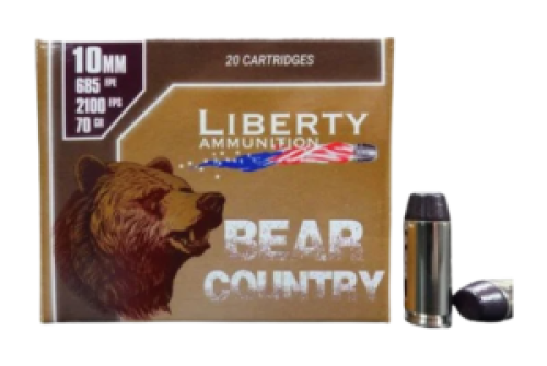 LIBERTY AMMUNITION Bear Country 10mm Auto 70gr Solid 20rd/Box Handgun Ammo (LA-BC-070)