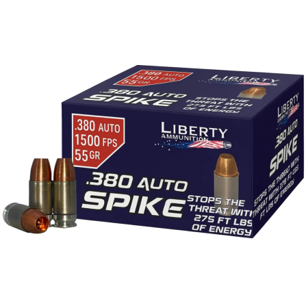 LIBERTY AMMUNITION Spike .380 Auto 55gr Solid 20rd/Box Handgun Ammo (LA-SPI380-55-1500)