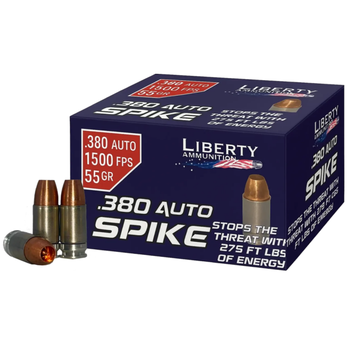 LIBERTY AMMUNITION Spike .380 Auto 55gr Solid 20rd/Box Handgun Ammo (LA-SPI380-55-1500)