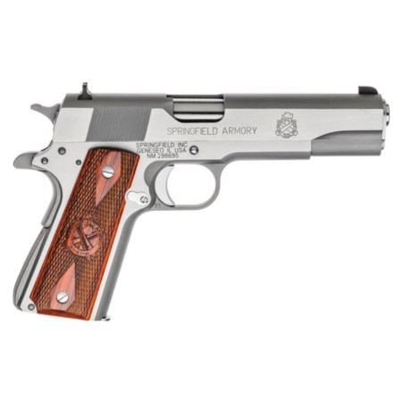 Springfield 1911 MilSpec 45 ACP Stainless Steel 5" Barrel Cocobolo Grip 7rd Mag