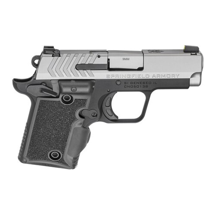 Springfield 911 Micro Compact 9MM 3" Barrel, SS Slide, Viridian Green Laser, Tritium Night Sights 1-6Rd & 1-7Rd Mag