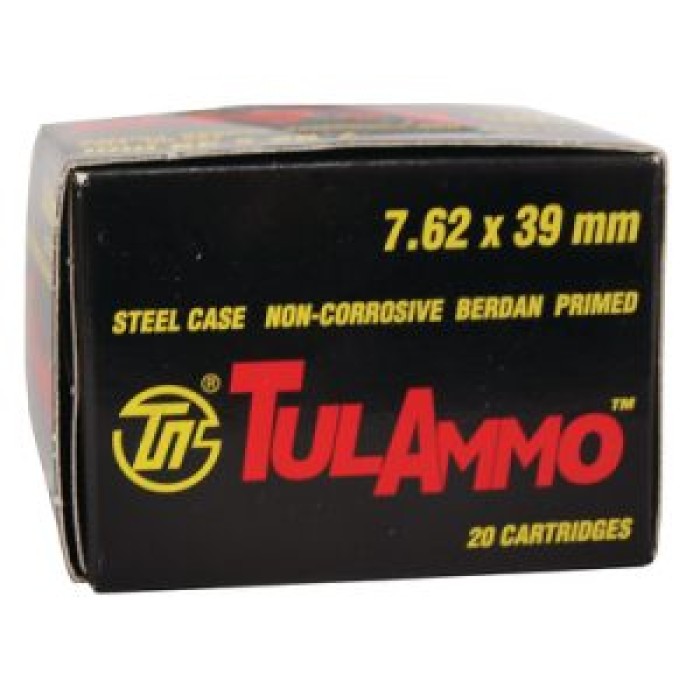 TulAmmo 7.62x39mm 122 Grain Hollow Point Lead Core 1000 Rounds P - Polymer Coated Steel Casing