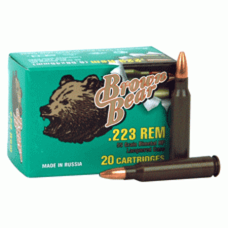 BROWN BEAR .223 REMINGTON 55GR HP - Lacquer Coated Steel Casing