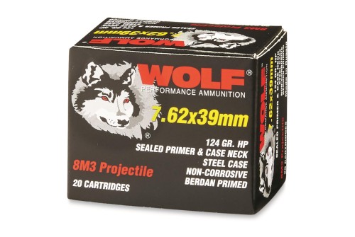 Wolf, 7.62x39mm, 8M3 Hollow Point, 124 Grain, 20 Rounds