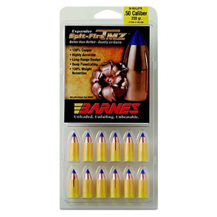 Barnes 50 Cal Black Powder Spitfire Spitzer Boat Tail 250 Gr