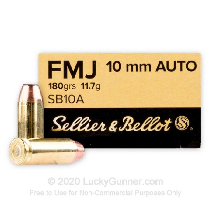 10mm Auto - 180 Grain FMJ - Sellier & Bellot - 1000 Rounds