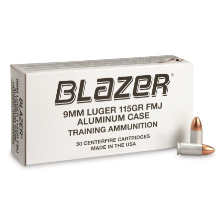 CCI Blazer Aluminum Case, 9mm, FMJ, 115 Grain, 50 Rounds