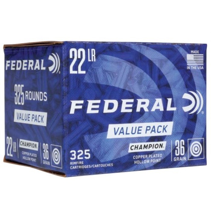 Federal Value Pack Brass .22 LR 36-Grain 325-Rounds CPHP